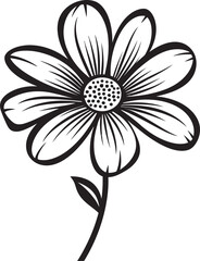 Obraz premium Artisanal Blossom Doodle Black Vector Logo Hand Rendered Flower Sketch Monochrome Emblematic Icon