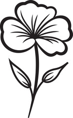 Expressive Petal Sketch Monochrome Vector Symbol Freehand Blossom Icon Black Design Logo