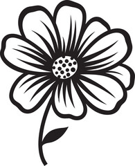 Expressive Flower Sketch Black Design Logo Freehand Bloom Outline Monochrome Vector Symbol