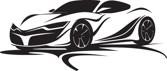 Sleek EV Concept Monochrome Design Icon Eco Friendly Electric Sedan Black Symbolic Symbol