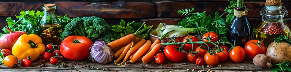 vegetables, healthy food on a wooden board