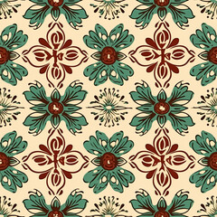 Fototapeta na wymiar Seamless pattern, tileable old Christmas holiday English antique country style print for wallpaper, wrapping paper, scrapbook, fabric and product design