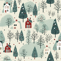 Seamless pattern, tileable Christmas holiday country dots print, English countryside cottage for wallpaper, wrapping paper, scrapbook, fabric and product design