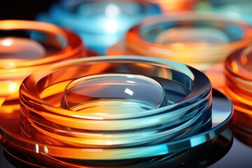 Abstract background with multiple glass colorful lenses - Powered by Adobe