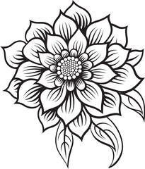 Elegant Botanical Vector Iconic Design Monochrome Bloom Essence Emblematic Icon