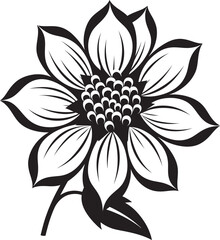 Singular Petal Silhouette Black Emblem Artistic Floral Impression Vector Monotone