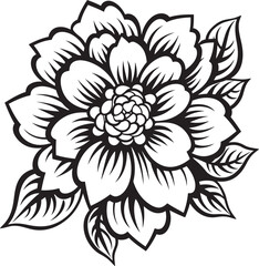 Chic Single Petal Design Black Emblem Stylish Monochrome Bloom Vector Iconic Grace