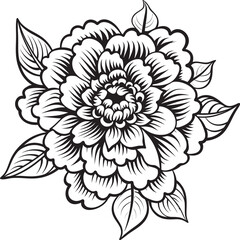 Stylish Monochrome Bloom Vector Iconic Grace Ethereal Flower Impression Emblematic Design