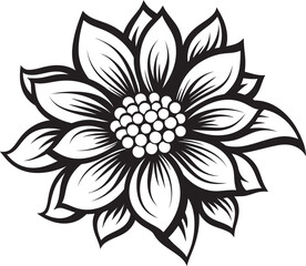Chic Botanical Emblem Black Icon Design Single Bloom Simplicity Vector Logo