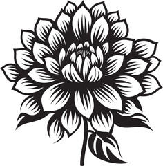 Graceful Floral Silhouette Black Emblem Minimalistic Bloom Vector Iconic Symbol