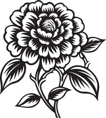 Monochrome Bloom Elegance Iconic Symbol Singular Petal Icon Black Emblem