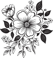 Artistic Flower Vector Vector Monotone Botanical Stylish Chic Iconic Emblem