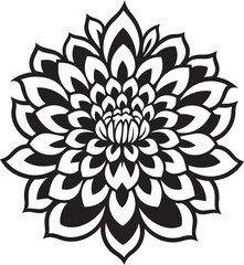 Elegant Floral Vector Monochrome Emblem Sleek Bloom Emblem Iconic Monotone