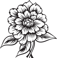 Artistic Floral Impression Vector Monotone Botanical Elegance Iconic Emblem