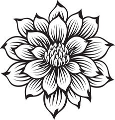 Graceful Flower Vector Black Signature Minimalistic Bloom Symbol Iconic Design