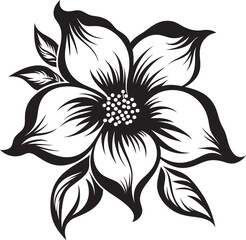 Minimalistic Bloom Symbol Iconic Design Elegant Floral Element Monochrome Design