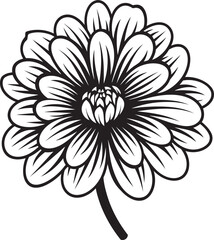 Blossom Noir Vector Emblem Singular Bloom Monochrome Iconic Art