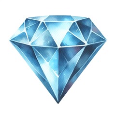 blue sapphire crystal gem wealth symbol watercolor paint