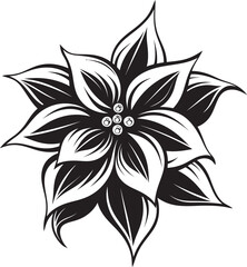 Monochrome Bloom Elegance Iconic Symbol Singular Petal Icon Black Emblem
