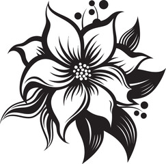 Botanical Minimalism Iconic Monotone Style Graceful Blossom Design Black Emblematic Mark