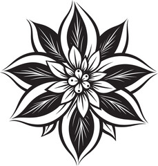 Artistic Flower Impression Vector Monotone Botanical Stylish Emblem Iconic Art Detail