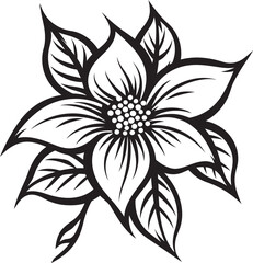 Stylish Monochrome Bloom Vector Iconic Grace Ethereal Flower Impression Emblematic Design