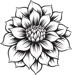 Botanical Emblematic Chic Stylish Icon Design Single Bloom Minimalism Black Logo Vector