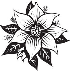 Elegant Botanical Vector Iconic Design Detail Monochrome Bloom Essence Emblematic Detail