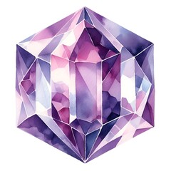 purple amethyst crystal gem wealth symbol watercolor paint