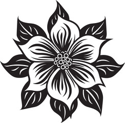 Monochrome Bloom Signature Iconic Detail Ethereal Flower Vector Black Symbol