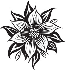 Stylish Botanical Emblem Vector Icon Monochrome Bloom Signature Iconic Detail