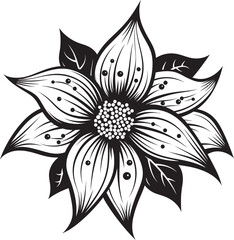 Artistic Flower Impression Vector Monotone Botanical Stylish Emblem Iconic Art