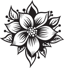 Graceful Floral Elegance Black Emblem Ethereal Bloom Vector Monochrome Emblem