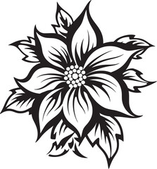 Stylish Floral Element Monochrome Symbol Elegant Botanical Vector Iconic Design