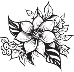 Fototapeta premium Artistic Floral Impression Vector Monotone Botanical Elegance Iconic Emblem