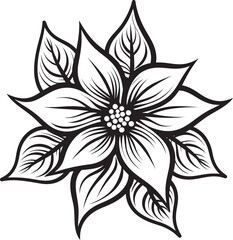Singular Petal Silhouette Black Emblem Artistic Floral Impression Vector Monotone
