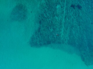 aerial ocean view of the azure blue Pacific ocean