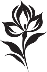 Minimalistic Petal Icon Emblematic Detail Elegant Blossom Vector Monochrome Symbol