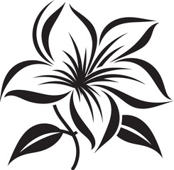 Sleek Single Flower Design Black Emblem Monochrome Floral Artistry Stylish Icon Detail