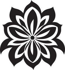 Singular Blossom Mark Black Emblem Detail Artistic Petal Impression Monochrome Style