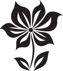 Graceful Floral Vector Stylish Logo Detail Chic Bloom Symbol Monochrome Icon Design