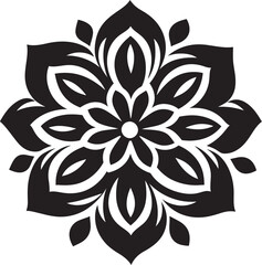Elegant Floral Mark Stylish Emblem Detail Chic Petal Emblem Monochrome Iconic Detail
