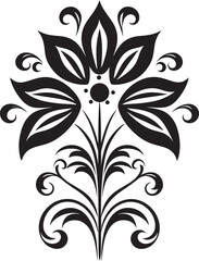 Botanical Detail Emblematic Black Icon Singular Blossom Emblem Iconic Vector Detail