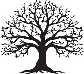 Iconic Foliage Symbol Vector Black Design Ethereal Tree Vector Monochrome Emblem