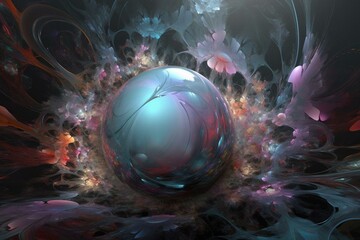 Digital illustration of a mesmerizing aquatic marble rhapsody. Generative AI