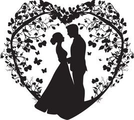 Vintage Garden Romance Iconic Black Emblem Retro Floral Embrace Stylish Vector Detail