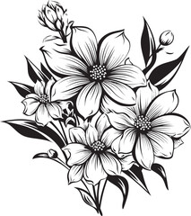 Frost kissed Flora Stylish Vector Emblem Arctic Winter Blooms Black Emblematic Detail