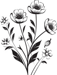 Snowfall Floral Sketch Black Emblematic Symbol Winter Garden Mark Stylish Vector Icon