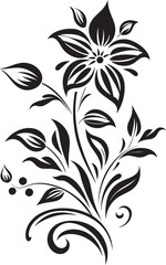 Whimsical Frosty Blooms Black Emblematic Symbol Snowy Bloom Sketch Elegant Vector Detail