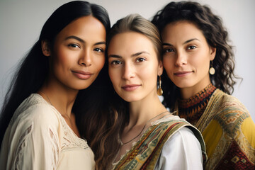 Mexican and American native descendant women portrait